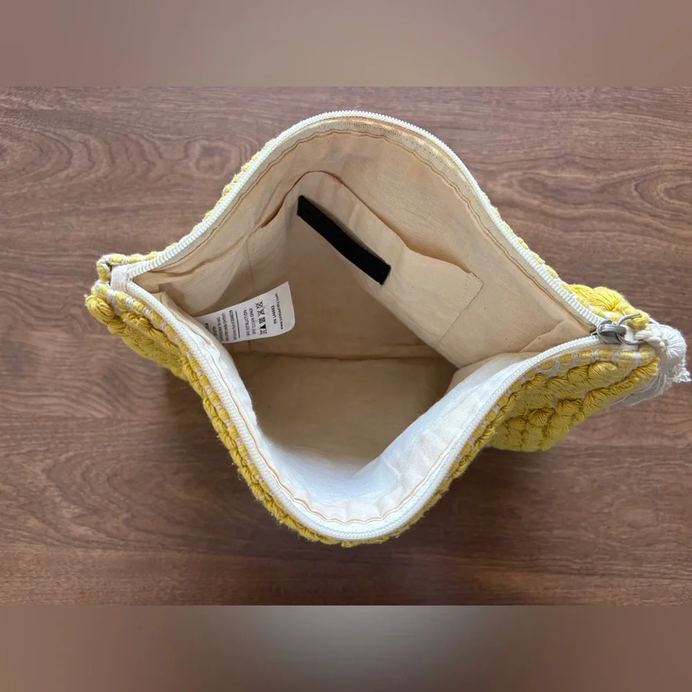 Sole Society Yellow Macramé Tassel Clutch
